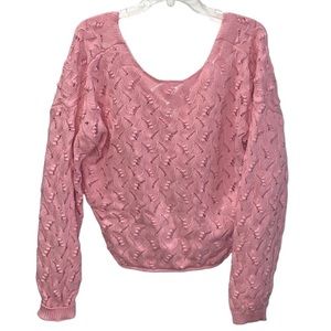 𝅺justfab Pointelle Pink Dolphin Sweater S NWT Twist Back